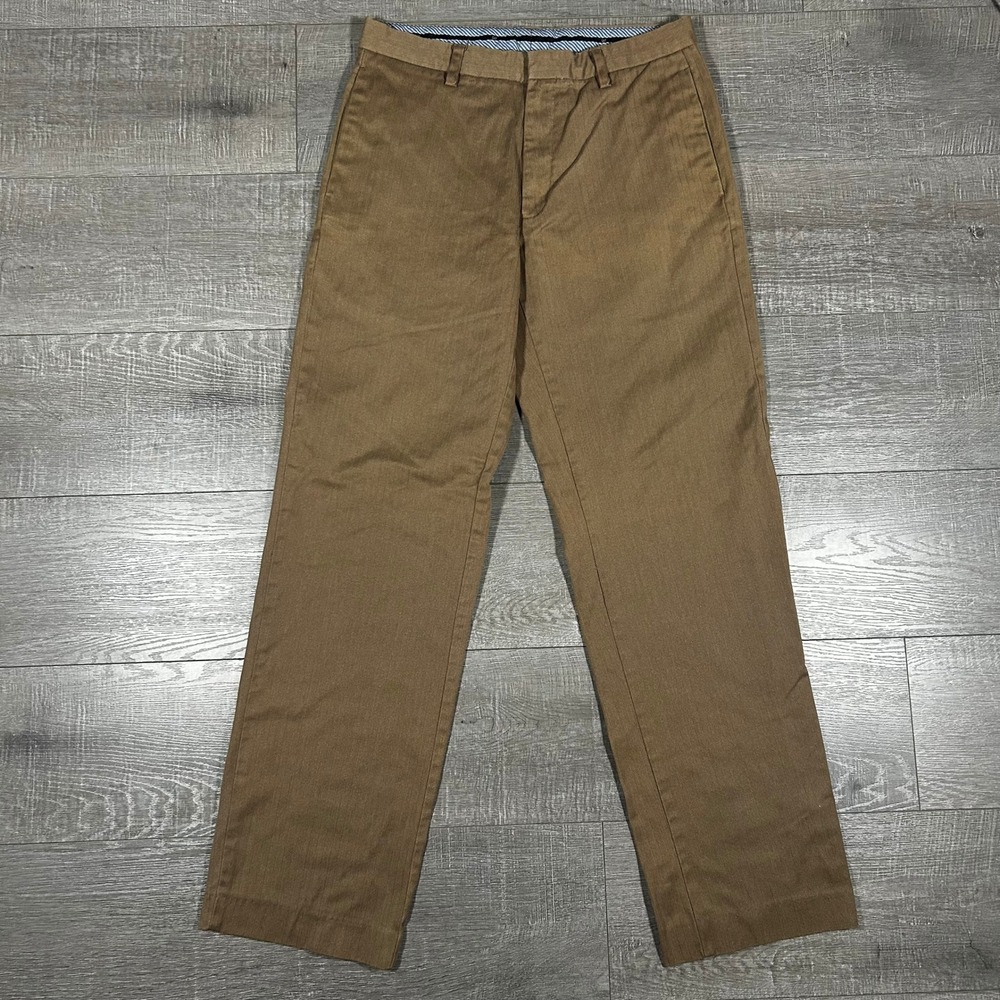 Gap Mens Classic Fit Herringbone Chino Pants Brown Straight Leg 32x34 0780